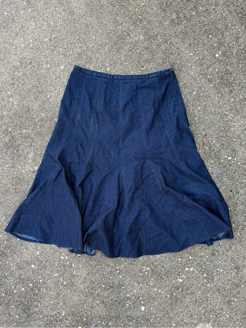Classic Dark Blue Denim Flared Skirt